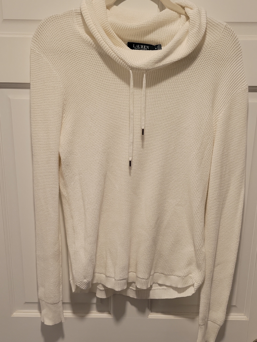 Lauren Ralph Lauren Ivory Cowl Neck Drawstring Sweater